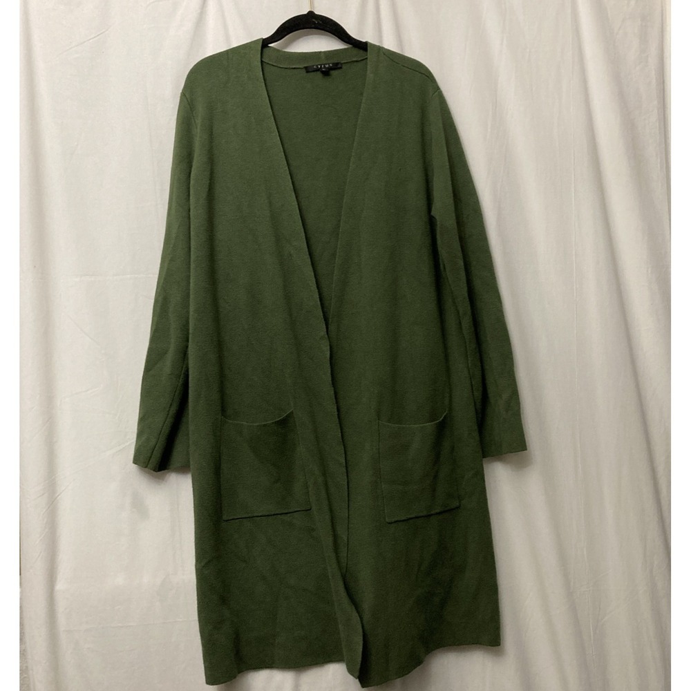 Cyrus Women's Green Knit Open Front Long Sleeve Cardigan w/Pockets - SZ XL